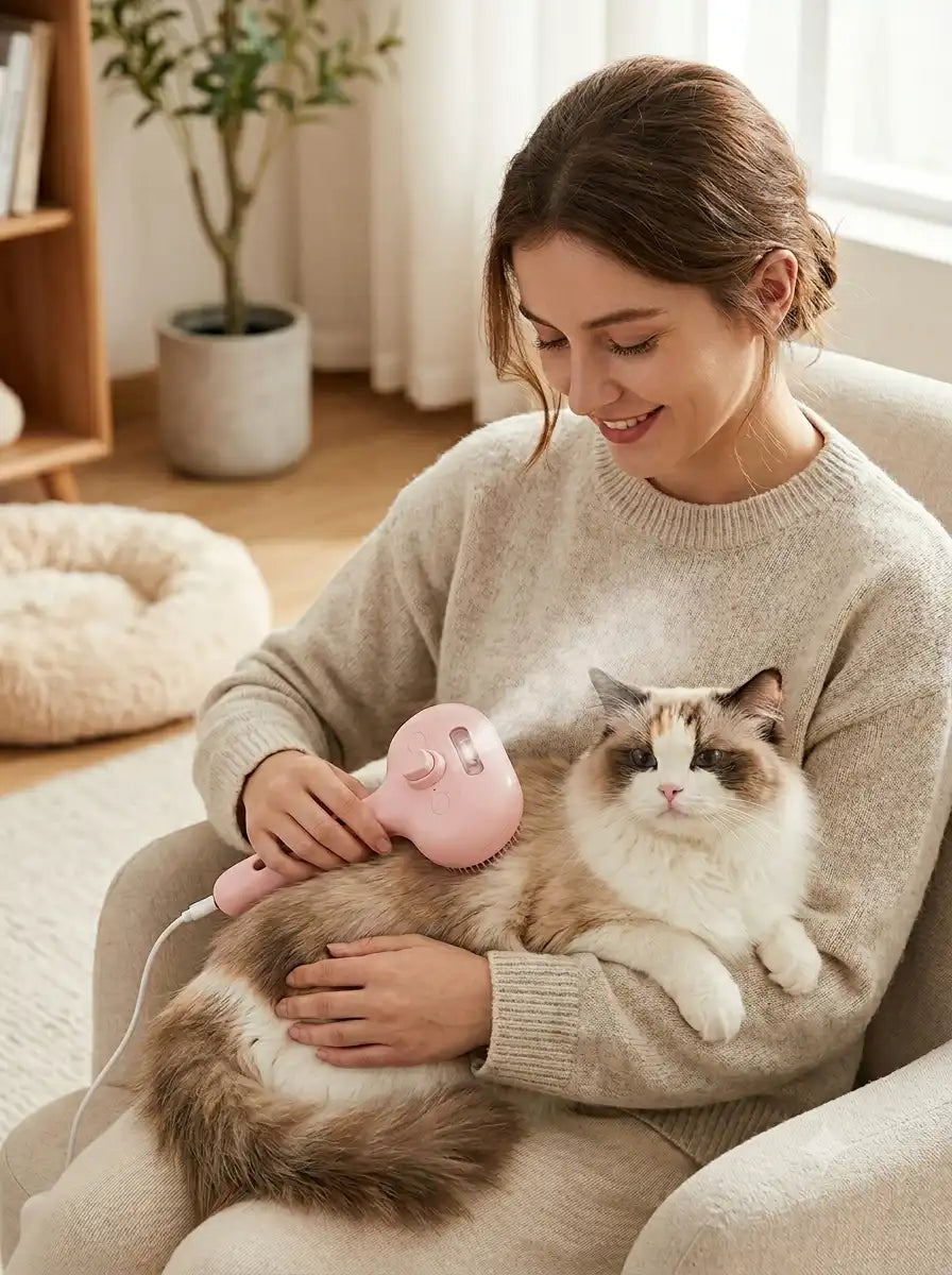 مشط الحيوانات الأليفة الذكي 3 في 1 : بخاخ +ازالة شعر + مساجBrosse à chien à vapeur Brosse à poils de chat électrique à vaporisation Brosse à vapeur pour chien 3 en 1 pour le massage Toilettage des animaux de compagnie -